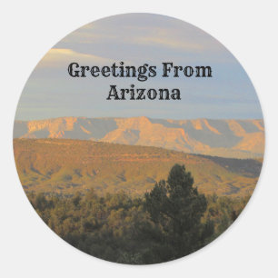 Arizona Greetings Landscape Photo Northern Desert Classic Round Sticker