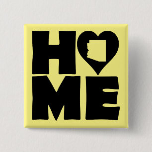Arizona Home Heart State Button Badge Pin