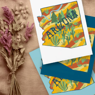 Arizona Illustrated Map Postcard