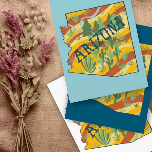 Arizona Illustrated Map Postcard (Fantastic colorful Arizona state map custom postcard. Add your own text)