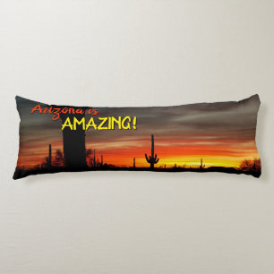 "Arizona is Amazing!" Sunset Sonoran Desert Cactus Body Pillow