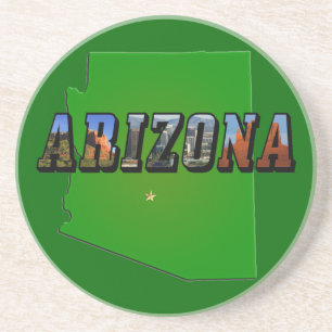 Arizona Map and Picture Text Coaster