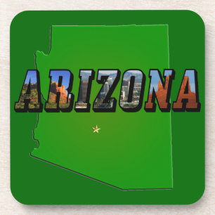 Arizona Map and Picture Text Coaster