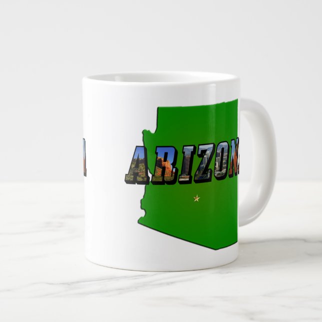Arizona Map and Picture Text Large Coffee Mug (Front Right)