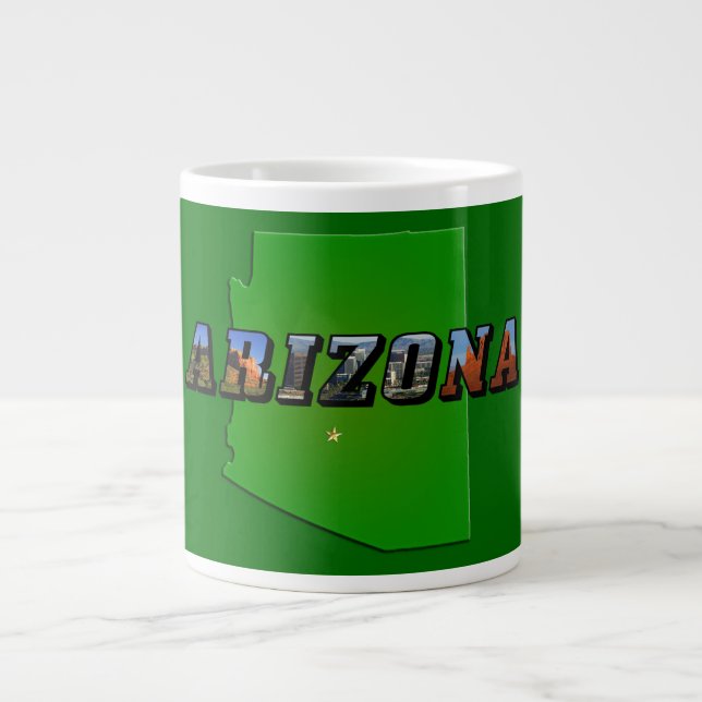 Arizona Map and Picture Text Large Coffee Mug (Front)