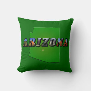 Arizona Map and Picture Text Throw Pillow