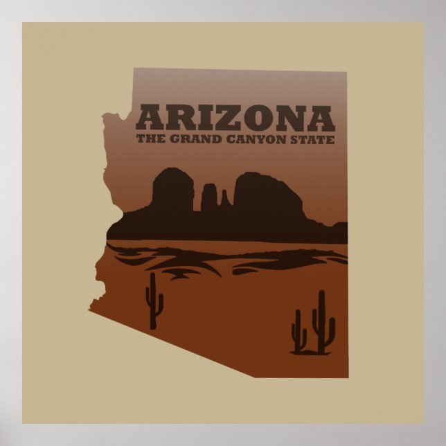 Arizona map Grand Canyon landscape Poster (Front)