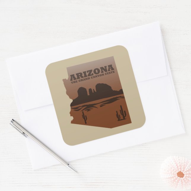 Arizona map Grand Canyon landscape Square Sticker (Envelope)