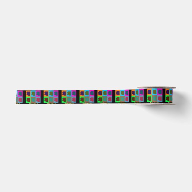 Arizona Map Silhouettes Colourful Satin Ribbon (Front)