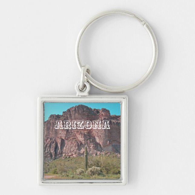 Arizona Mountain Saguaro Cactus Photo Southwest Keychain (Front)