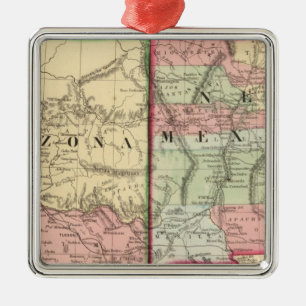 Arizona, New Mexico Map by Mitchell Metal Ornament