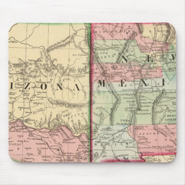Arizona, New Mexico Map by Mitchell Mouse Pad (Front)
