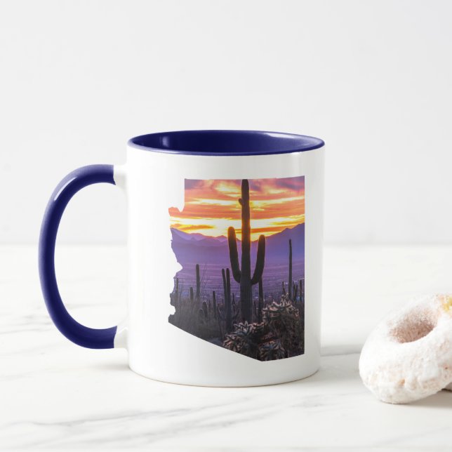 Arizona Outline Personalized Photo Travel Souvenir Mug (With Donut)