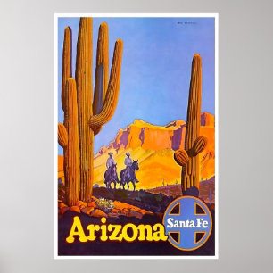 Arizona Painting Santa Fe Travel Poster Cowboy Art