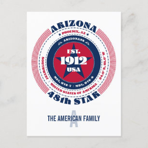 Arizona, Phoenix, AZ, Patriotic, Monogram Postcard