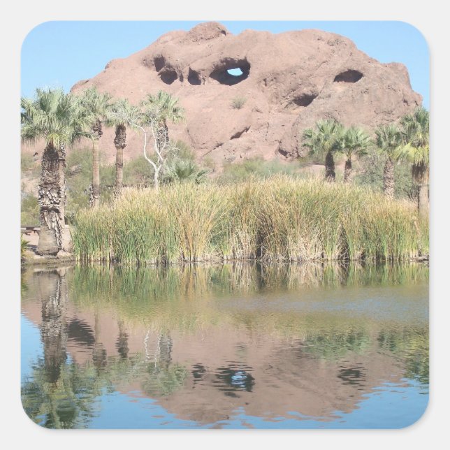 Arizona Phoenix Landmark Southwest Water Red Hill Square Sticker (Front)