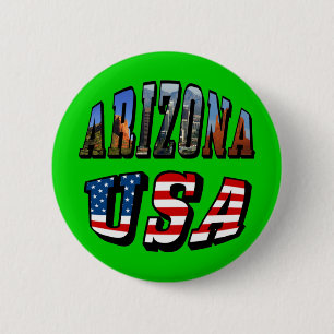 Arizona Picture and USA Flag Text 2 Inch Round Button