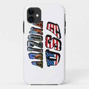 Arizona Picture and USA Flag Text iPhone 11 Case