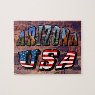 Arizona Picture and USA Flag Text Jigsaw Puzzle