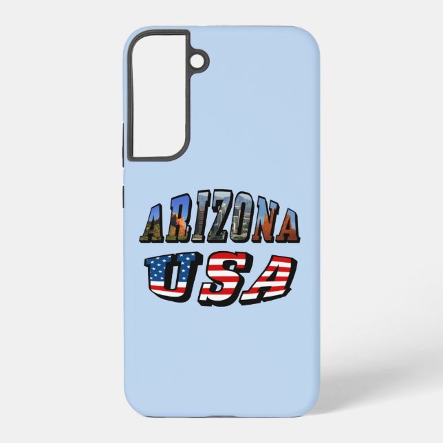 Arizona Picture and USA Flag Text Samsung Galaxy S22+ Case (Back)