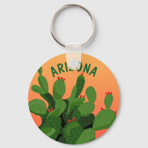 Arizona Prickly Pare Desert Sunset Keychain