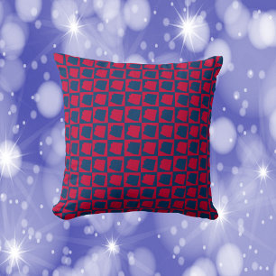 Arizona Red and Blue Check Pattern Throw Pillow