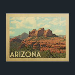 Arizona Red Rocks Vintage Travel Postcard<br><div class="desc">This Arizona vintage travel design features a breathtaking red rock view and gorgeous puffy white clouds.</div>