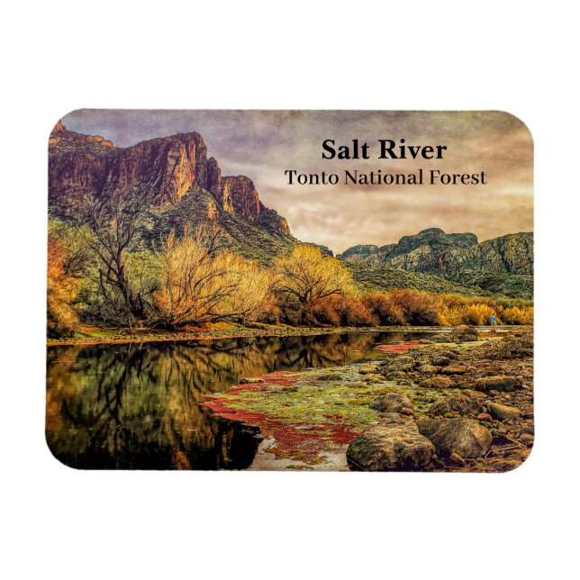Arizona River Sonoran Desert Mountains Digital Art Magnet (Horizontal)