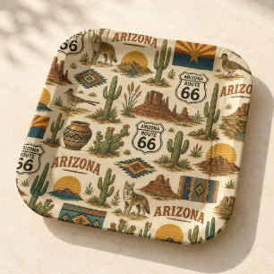 Arizona Route 66 Desert Fiesta Paper Plate