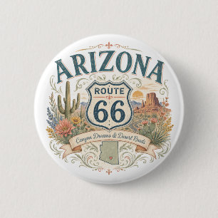 Arizona Route 66 Desert Road Trip Souvenir 2 Inch Round Button