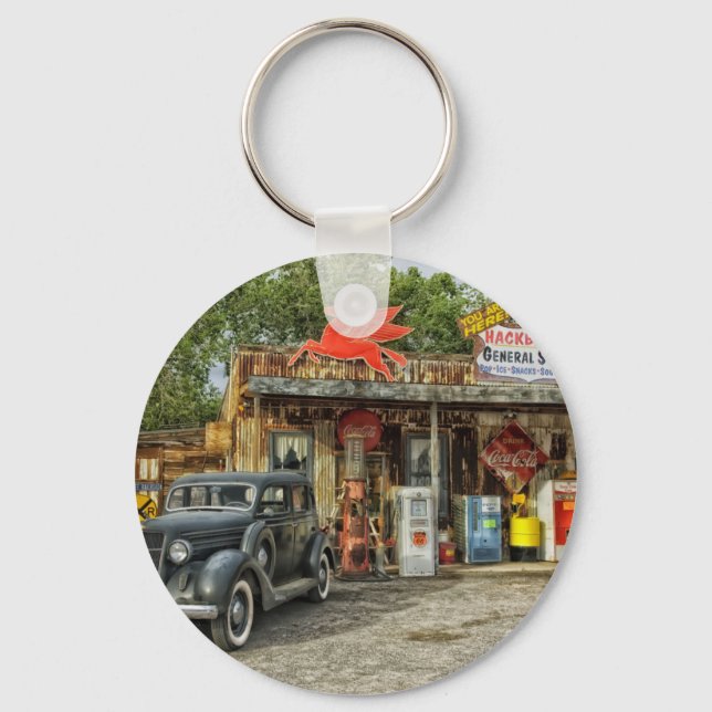 Arizona Route 66 rustic retro store Keychain (Front)