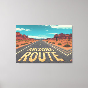 Arizona Route Desert Road Graphic Art Canvas Print