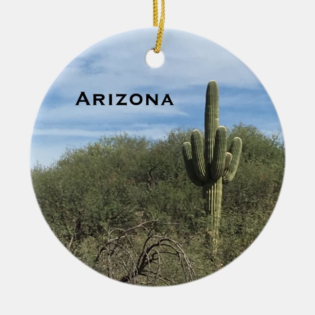 Arizona Saguaro Cactus Landscape Ornament (Front)