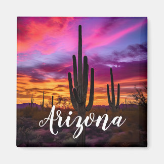 Arizona Saguaro Cactus Southwestern Desert Sunset Magnet