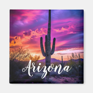 Arizona Saguaro Cactus Southwestern Desert Sunset Magnet