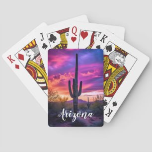 Arizona Saguaro Cactus Southwestern Desert Sunset Playing Cards