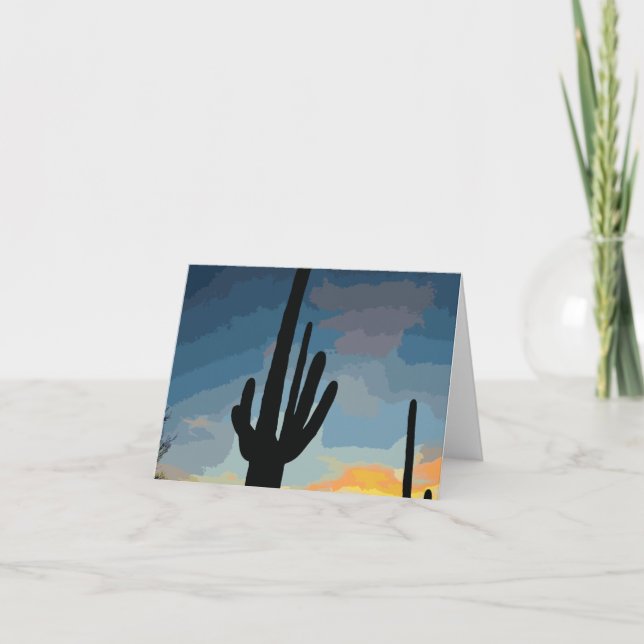 Arizona Saguaro Cactus Southwestern Sunset Card (Front)