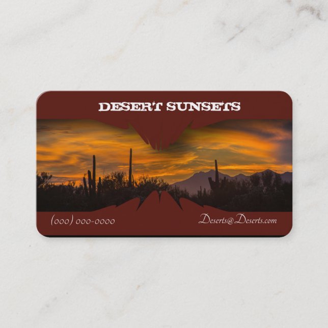 Arizona Saguaro Cactus Sunset Business Card (Front)
