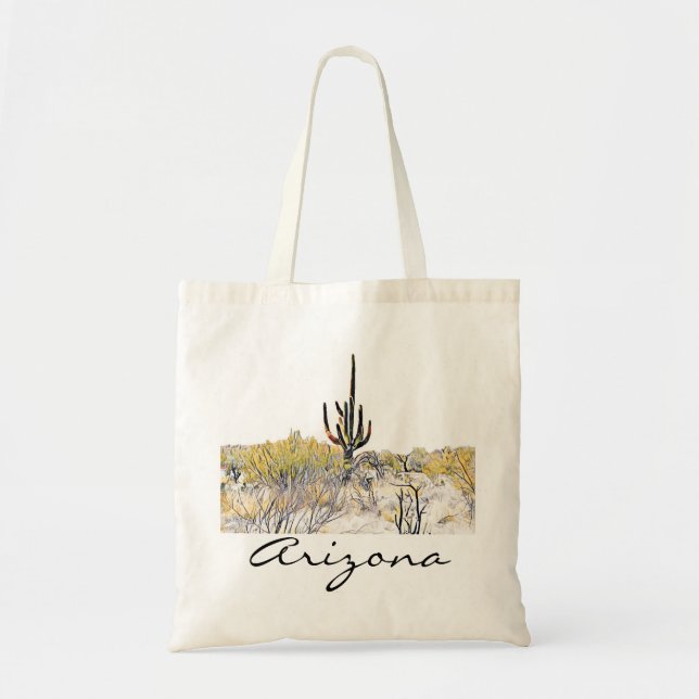 Arizona Saguaro Cactus Tote Bag (Front)