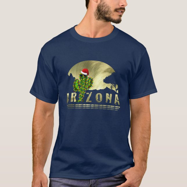 Arizona Saguaro Christmas Lights T-Shirt (Front)