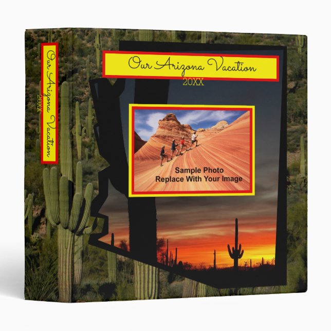 Arizona Saquaro Cactus Forest and Sunset Scene Binder (Front/Spine)