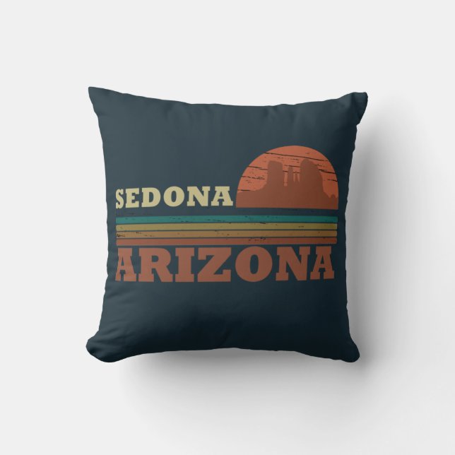 Arizona Sedona vintage sunset az retro Throw Pillow (Front)