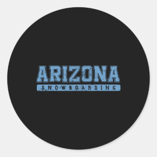 Arizona Snowboarding Sky Blue Vintage Text Classic Round Sticker