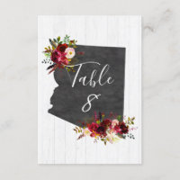 Arizona State Destination Wedding Table Numbers