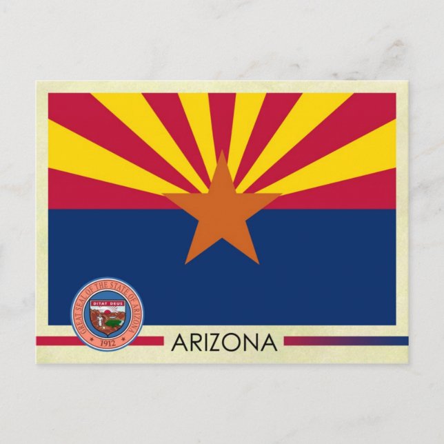 Arizona State Flag and Seal Postcard (Front)