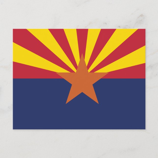 Arizona State Flag Copper Star & Desert Sun Rays Postcard (Front)