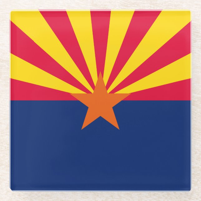 Arizona State Flag Design Decor Glass Coaster (Front)