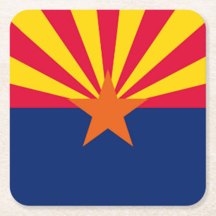 Arizona State Flag Design Square Paper Coaster