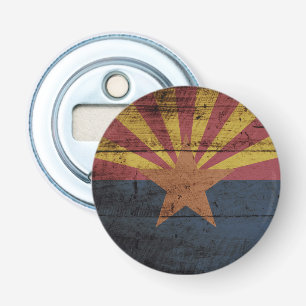 Arizona State Flag on Old Wood Grain Bottle Opener