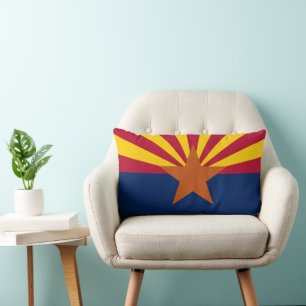 Arizona State Flag Print Patriotic Lumbar Pillow